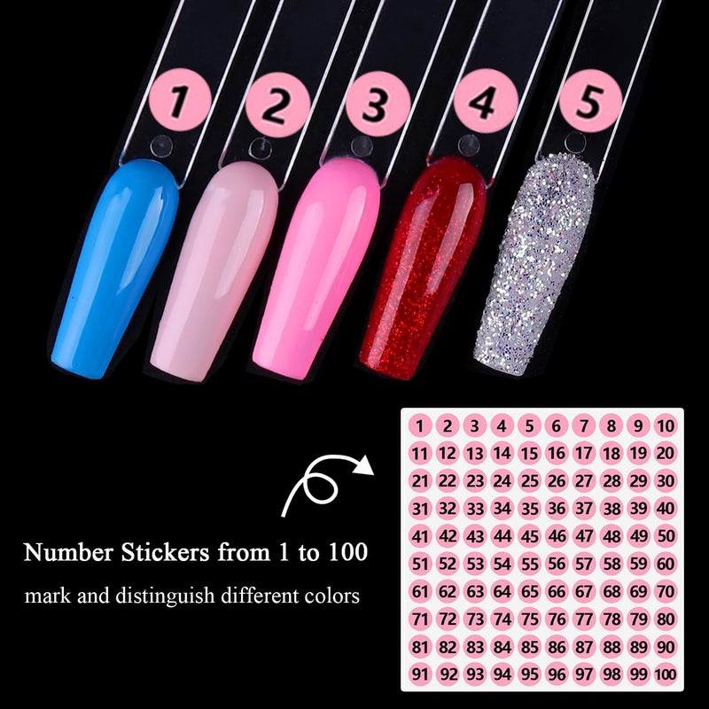 furtherpretty Clear Nail Swatch Sticks with Number Stickers, 50 Pcs Ballerina Nail Sample Swatches for Gel Polish Color Display Practice Nails muestrario de colores para uñas Manicure Supplies - Image 4